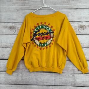 Vintage 80's Tropix Zone American Soccer Henley Sweatshirt Adult Large Yellow